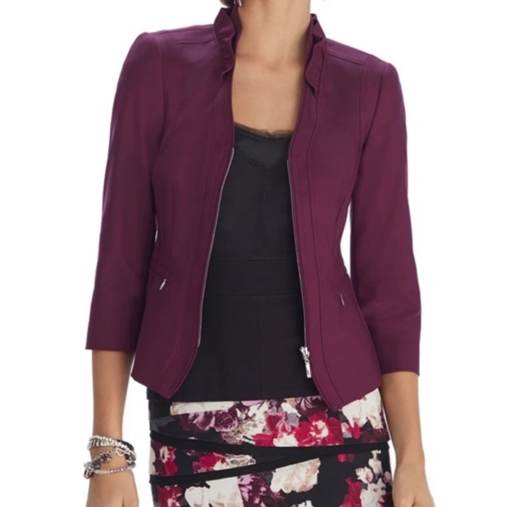 White House Black Market Plum Zip-Front Blazer